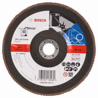 Bosch Fibrový brúsny kotúč X571, Best for Metal D = 180 mm; G = 60, uhlový 1ks 2608606738