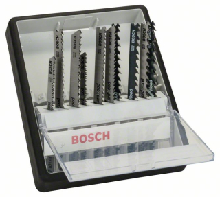 Bosch 10-dielna súprava pílových listov do priamočiarych píl Robust Line Wood Expert, so stopkou T T 101 AO; T 101 B; T 101 BR; T 101 AOF; T 101 BF; T 101 BRF; T 244 D; T 144 D; T 144 DF; T 144 DP 10ks 2607010540