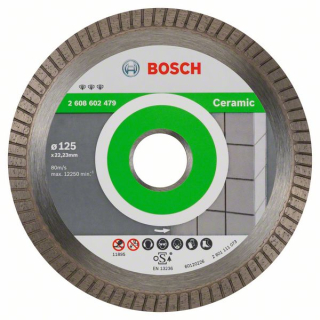 Bosch Diamantový rezací kotúč Best for Ceramic Extra-Clean Turbo 125 x 22,23 x 1,4 x 7 mm 1ks 2608602479