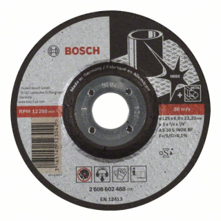 Bosch Obrusovací kotúč s prelisom Expert for Inox AS 30 S INOX BF, 125 mm, 6,0 mm 1ks 2608602488