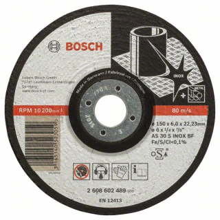 Bosch Obrusovací kotúč s prelisom Expert for Inox AS 30 S INOX BF, 150 mm, 6,0 mm 1ks 2608602489
