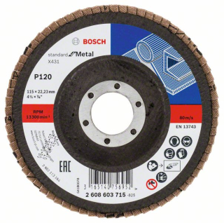 Bosch Vejárovitý brúsny kotúč X431, Standard for Metal 115 mm, 22,23 mm, 120 1ks 2608603715