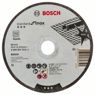 Bosch Rovný rezací kotúč Standard for Inox WA 46 T BF, 150 mm, 22,23 mm, 1,6 mm 1ks 2608601513