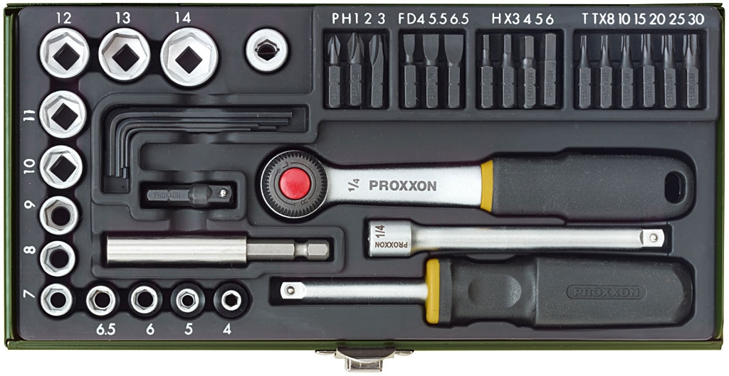 Sada nástrčných kľúčov a bitov Proxxon 1/4 38-dielna 23070