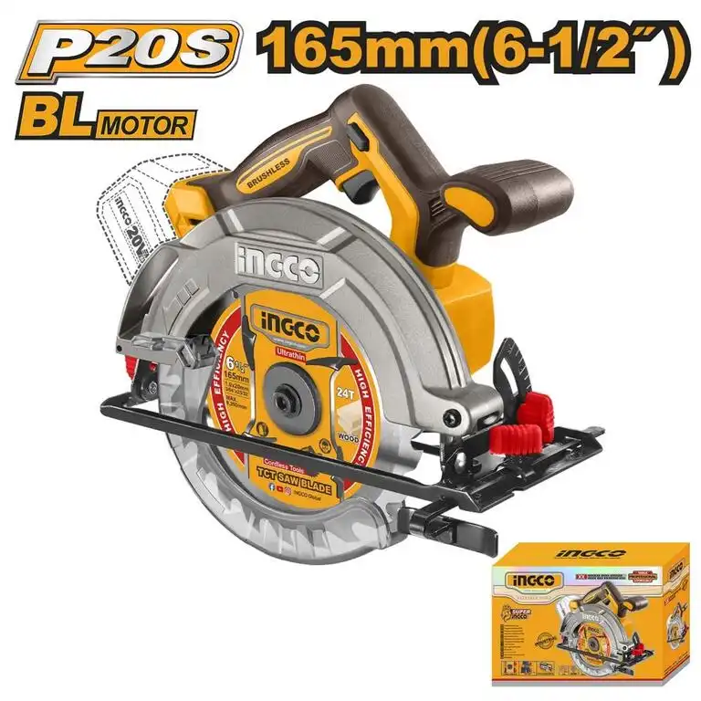 INGCO Aku okružná píla bezkartáčová 165mm CSLI1652 INGCO AKU 20V P20S (bez aku) INDUSTRIAL 1538601652