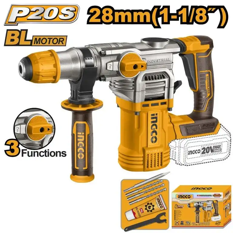 INGCO Aku vŕtacie kladivo 5.0J CRHLI20288 INGCO AKU 20V P20S INDUSTRIAL (bez aku) 1538620288