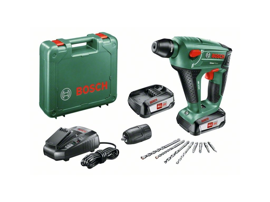 Aku pneumatické vŕtacie kladivo Bosch Uneo MAXX 18 Li (2x 2.5Ah) 0603952327