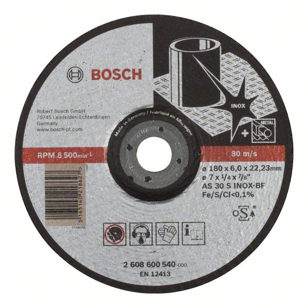 Bosch Obrusovací kotúč s prelisom Expert for Inox AS 30 S INOX BF, 180 mm, 6,0 mm 1ks 2608600540