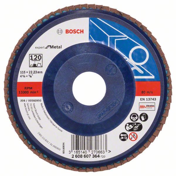 Bosch Fibrový brúsny kotúč X551, Expert for Metal D = 115 mm; G = 120, priamy 1ks 2608607364