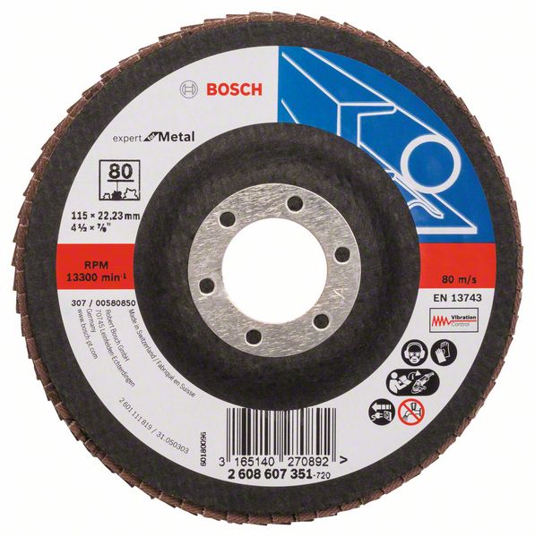 Bosch Fibrový brúsny kotúč X551, Expert for Metal D = 115 mm; G = 80, uhlový 1ks 2608607351