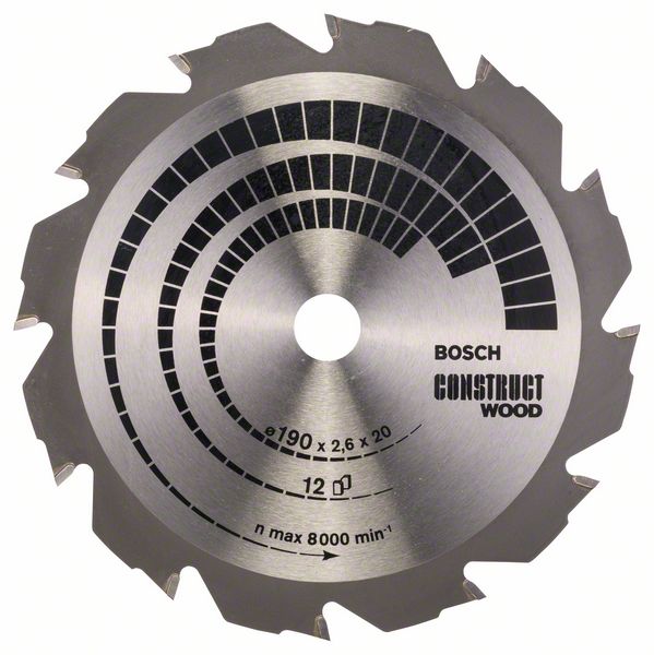 Bosch Pílový kotúč Construct Wood 190 x 20/16 x 2,6 mm; 12 1ks 2608641201