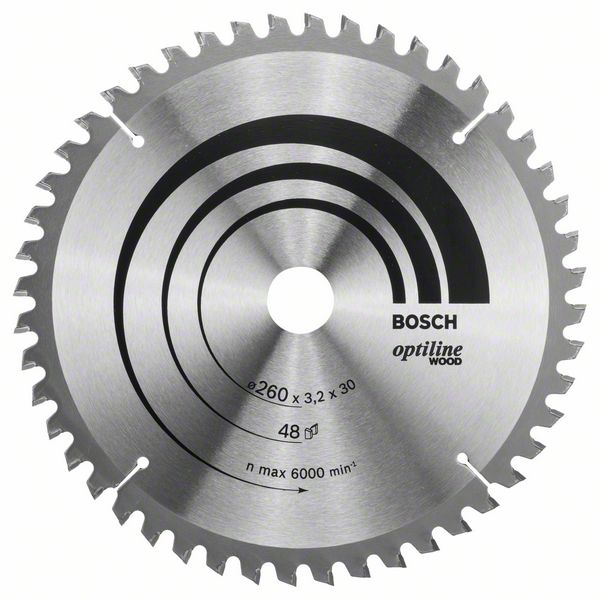 Bosch Pílový kotúč Optiline Wood 260 x 30 x 3,2 mm, 48 1ks 2608641202