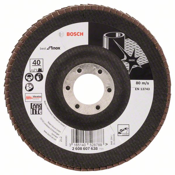 Bosch Vejárovitý brúsny kotúč X581, Best for Inox 125 mm, 22,23 mm, 40 1ks 2608607638