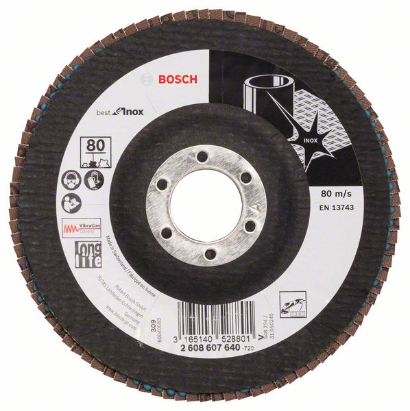 Bosch Vejárovitý brúsny kotúč X581, Best for Inox 125 mm, 22,23 mm, 80 1ks 2608607640