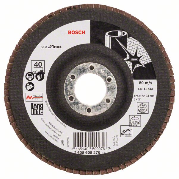 Bosch Vejárovitý brúsny kotúč X581, Best for Inox 125 mm, 22,23 mm, 40 1ks 2608608276