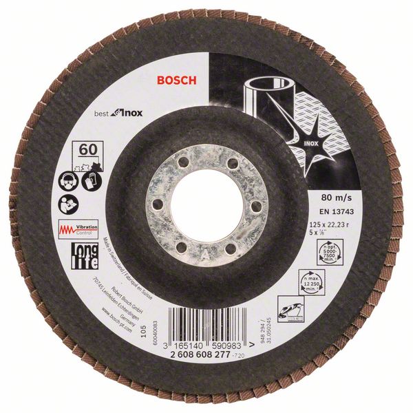Bosch Vejárovitý brúsny kotúč X581, Best for Inox 125 mm, 22,23 mm, 60 1ks 2608608277