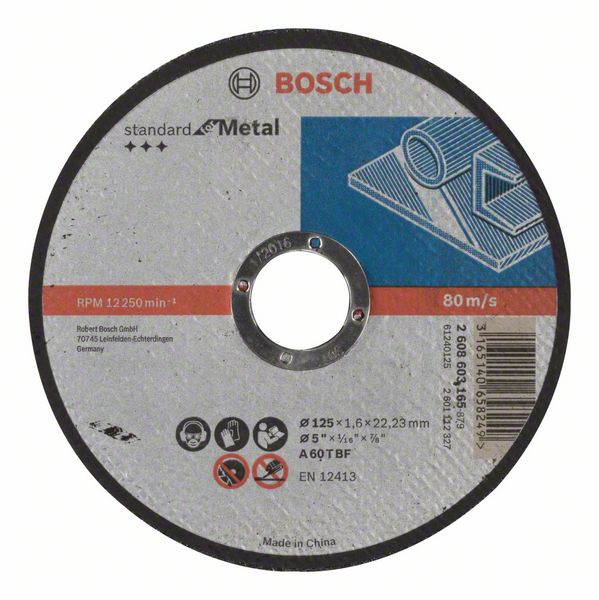 Rezací kotúč rovný Bosch Standard for Metal A 60 T BF, 125x1,6 mm 2608603165