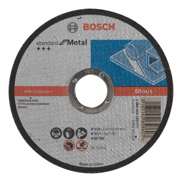 Rezací kotúč rovný Bosch Standard for Metal A 60 T BF, 115x1,6 mm 2608603163