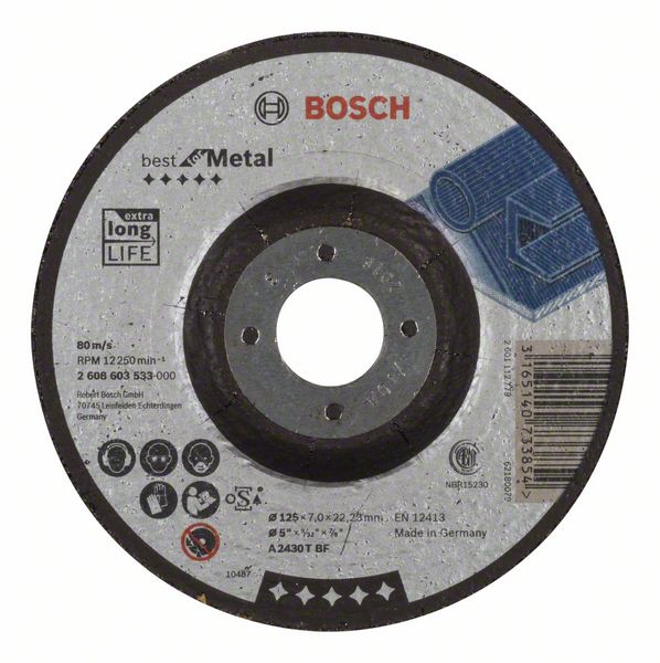 Bosch Obrusovací kotúč s prelisom Best for Metal A 2430 T BF, 125 mm, 7,0 mm 1ks 2608603533