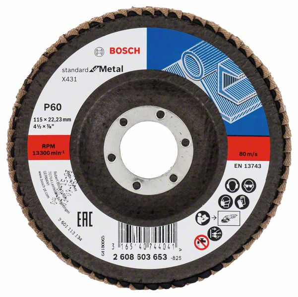 Bosch Vejárovitý brúsny kotúč X431, Standard for Metal 115 mm, 22,23 mm, 60 1ks 2608603653