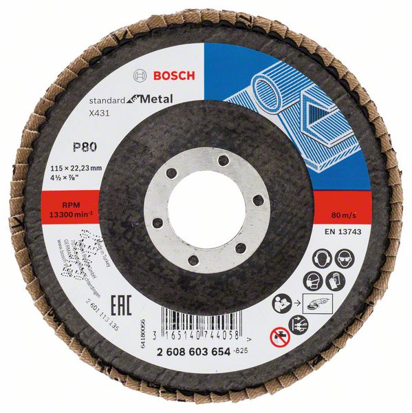Bosch Vejárovitý brúsny kotúč X431, Standard for Metal 115 mm, 22,23 mm, 80 1ks 2608603654
