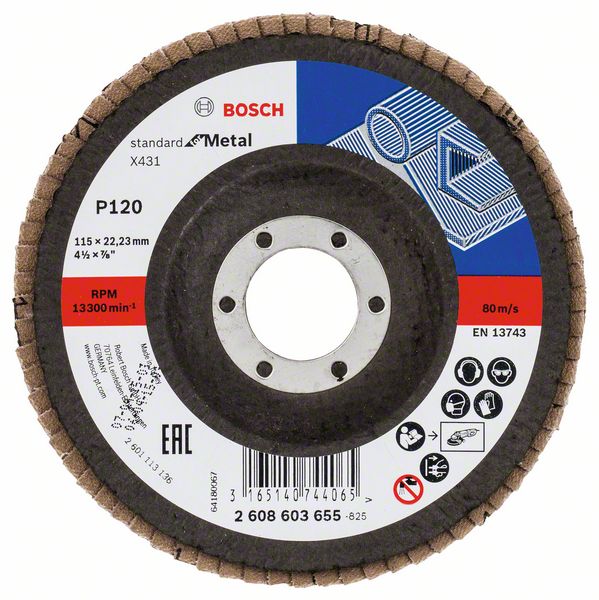 Bosch Vejárovitý brúsny kotúč X431, Standard for Metal 115 mm, 22,23 mm, 120 1ks 2608603655