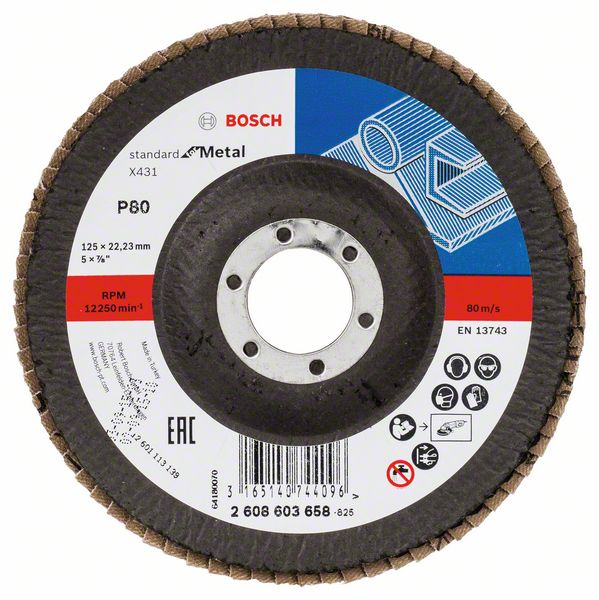 Bosch Vejárovitý brúsny kotúč X431, Standard for Metal 125 mm, 22,23 mm, 80 1ks 2608603658