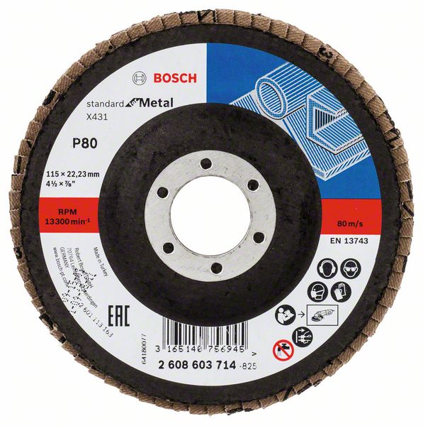 Bosch Vejárovitý brúsny kotúč X431, Standard for Metal 115 mm, 22,23 mm, 80 1ks 2608603714