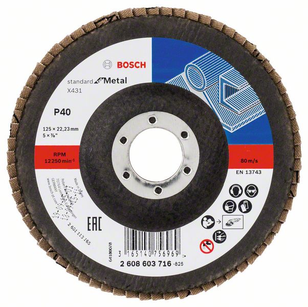 Bosch Vejárovitý brúsny kotúč X431, Standard for Metal 125 mm, 22,23 mm, 40 1ks 2608603716