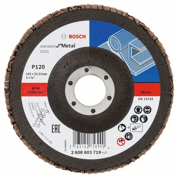 Bosch Vejárovitý brúsny kotúč X431, Standard for Metal 125 mm, 22,23 mm, 120 1ks 2608603719