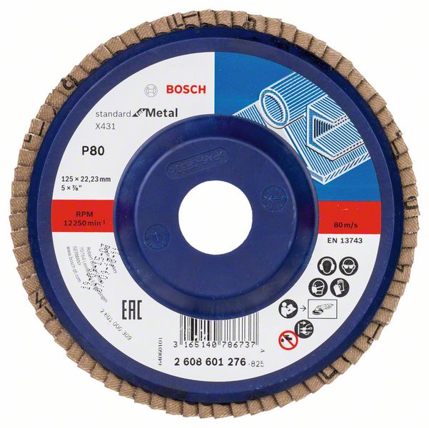 Bosch Vejárovitý brúsny kotúč X431, Standard for Metal 125 mm, 22,23 mm, 80 1ks 2608601276