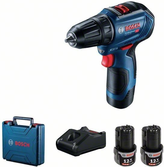 Aku vŕtací skrutkovač Bosch GSR 12V-30 kufor (2x2,0Ah) 06019G9000