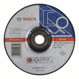 Bosch Obrusovací kotúč s prelisom Expert for Metal A 30 T BF, 180 mm, 6,0 mm 1ks 2608600315