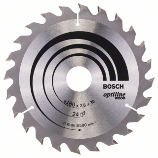 Bosch Pílový kotúč Optiline Wood 180 x 30/20 x 2,6 mm, 24 1ks 2608640608
