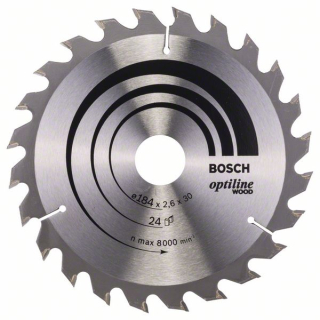 Bosch Pílový kotúč Optiline Wood 184 x 30 x 2,6 mm, 24 1ks 2608640610