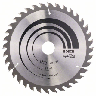 Bosch Pílový kotúč Optiline Wood 210 x 30 x 2,8 mm, 36 1ks 2608640622