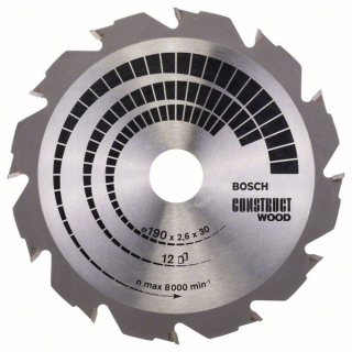 Bosch Pílový kotúč Construct Wood 190 x 30 x 2,6 mm; 12 1ks 2608640633