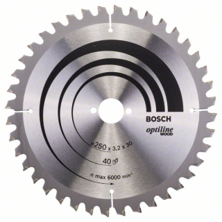 Bosch Pílový kotúč Optiline Wood 250 x 30 x 3,2 mm, 40 1ks 2608640643