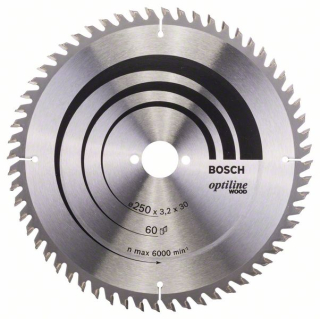 Bosch Pílový kotúč Optiline Wood 250 x 30 x 3,2 mm, 60 1ks 2608640665