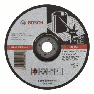 Bosch Obrusovací kotúč s prelisom Expert for Inox AS 30 S INOX BF, 180 mm, 6,0 mm 1ks 2608600540