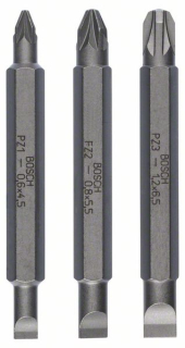 Bosch 3-dielna súprava obojstranných čepelí S 1,2x6,5, S 0,6x4,5, S 0,8x5,5; PZ1, PZ2, PZ3; 60 mm 3ks 2607001747