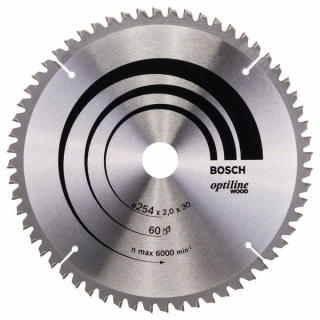 Bosch Pílový kotúč Optiline Wood 254 x 30 x 2,0 mm, 60 1ks 2608640436