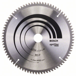 Bosch Pílový kotúč Optiline Wood 254 x 30 x 2,5 mm, 80 1ks 2608640437