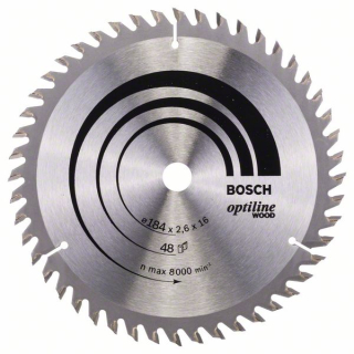 Bosch Pílový kotúč Optiline Wood 184 x 16 x 2,6 mm, 48 1ks 2608641181