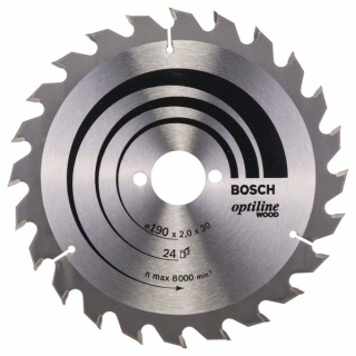 Bosch Pílový kotúč Optiline Wood 190 x 30 x 2,0 mm, 24 1ks 2608641185
