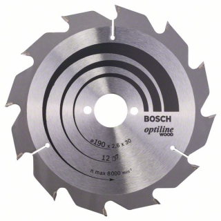 Bosch Pílový kotúč Optiline Wood 190 x 30 x 2,6 mm, 12 1ks 2608641187