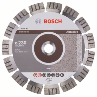 Bosch Diamantový rezací kotúč Best for Abrasive 230 x 22,23 x 2,4 x 15 mm 1ks 2608602683