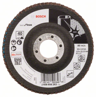 Bosch Vejárovitý brúsny kotúč X581, Best for Inox 115 mm, 22,23 mm, 40 1ks 2608608263