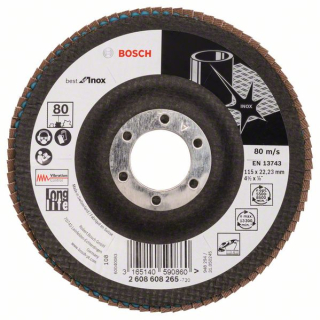 Bosch Vejárovitý brúsny kotúč X581, Best for Inox 115 mm, 22,23 mm, 80 1ks 2608608265