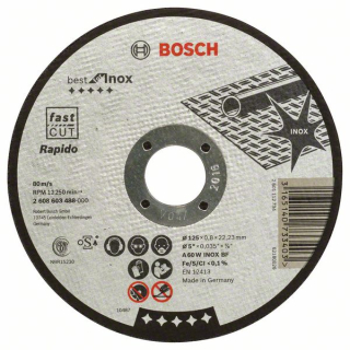Bosch Rovný rezací kotúč Best for Inox - Rapido A 60 W INOX BF, 125 mm, 0,8 mm 1ks 2608603488